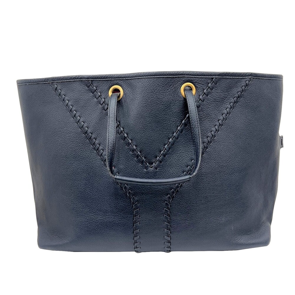 YVES SAINT LAURENT Neo Double Reversible Handbag Tote Bag Clutch Navy Blue